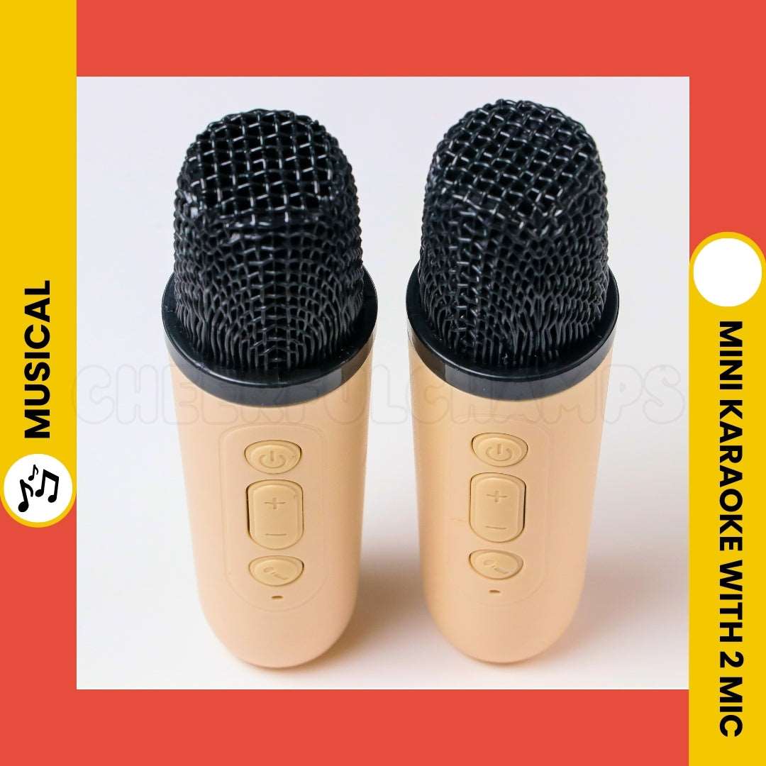Mini Karaoke Machine - Bluetooth, Lights, Magic Voice | With 2 Microphone
