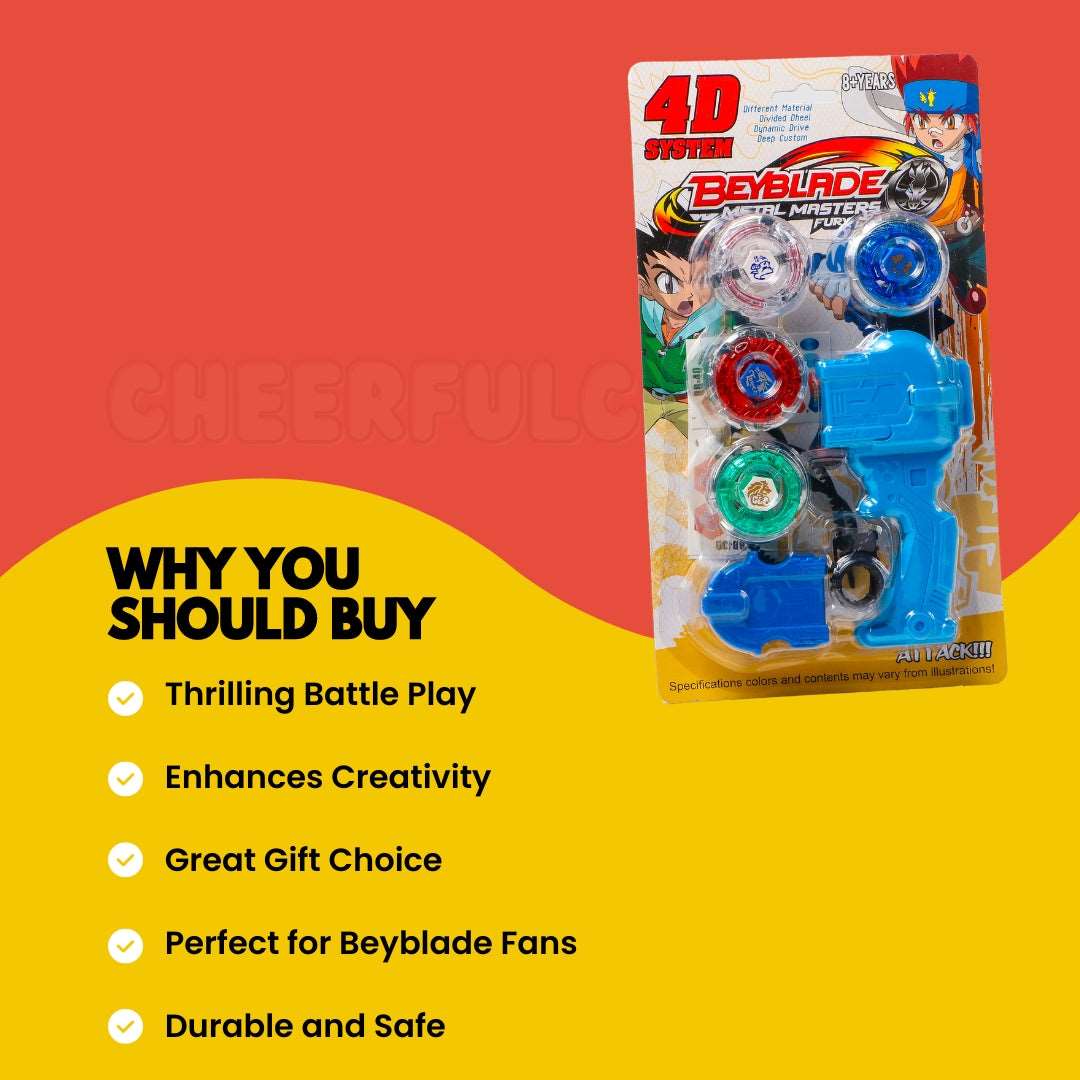 Beyblade Battle Set – 4 Spinning Tops and Handle Launcher