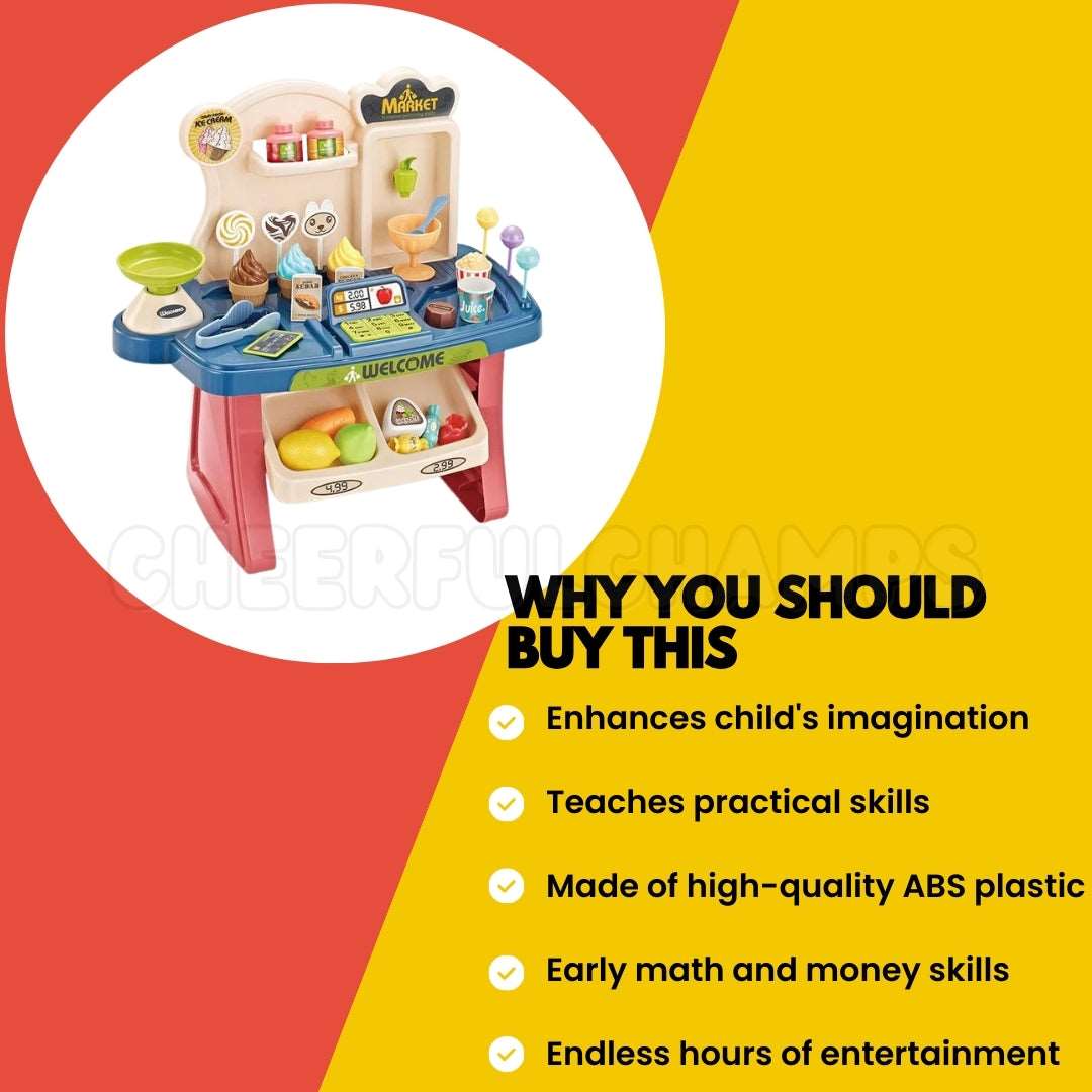 Supermarket Play Set for Kids | Fun & Educational Pretend Play Cash Register Toy