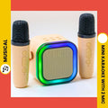 Mini Karaoke Machine - Bluetooth, Lights, Magic Voice | With 2 Microphone