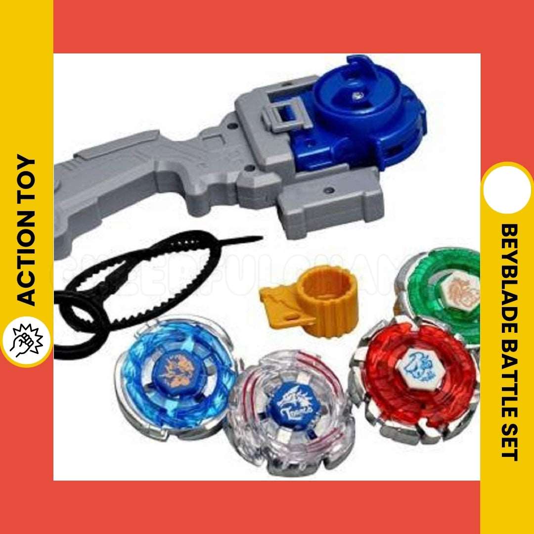 Beyblade Battle Set – 4 Spinning Tops and Handle Launcher