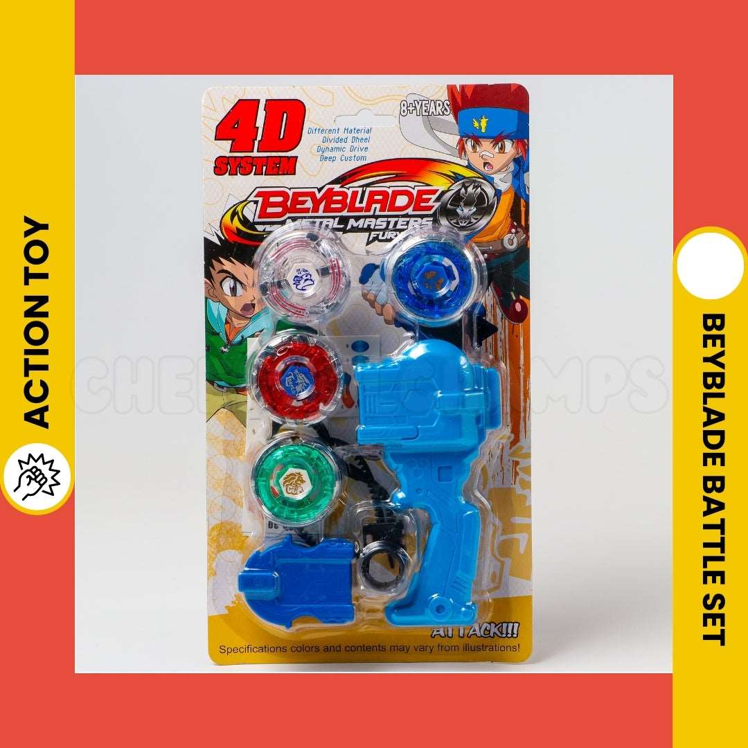 Beyblade Battle Set – 4 Spinning Tops and Handle Launcher