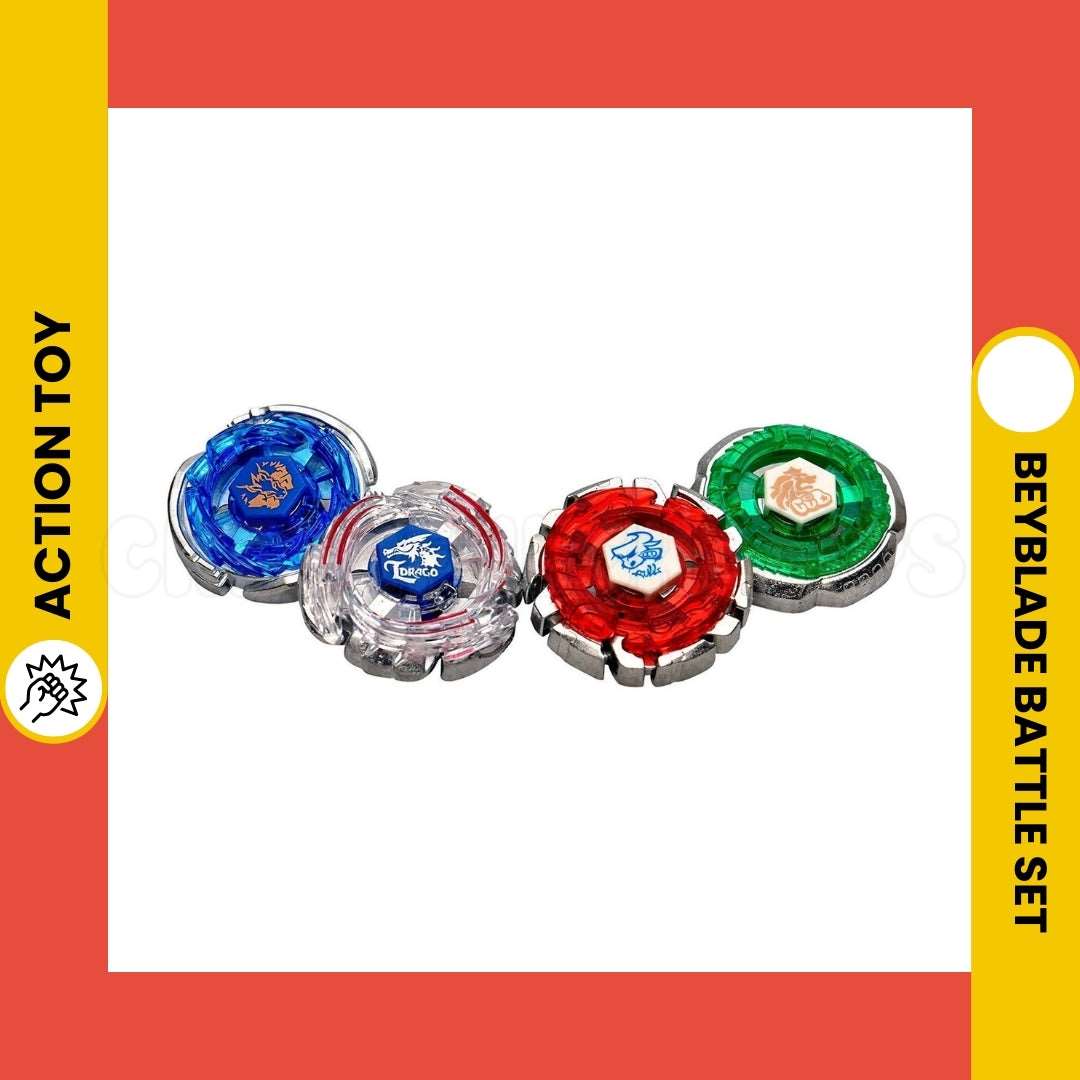 Beyblade Battle Set – 4 Spinning Tops and Handle Launcher