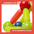 Magnetic Building Sticks For Kids Ages 3 and up (36-Piece Set)